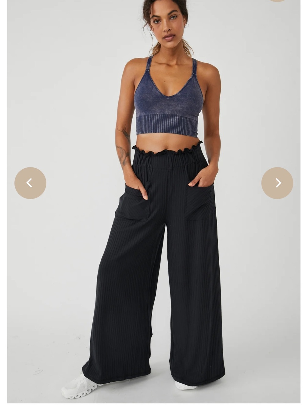 Free People Movement Blissed Out Wide Leg Pants - Black, Size Small
